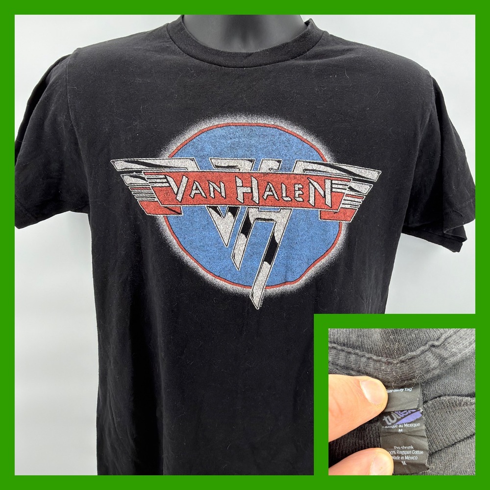 Van Halen Classic Logo T-Shirt Mens Medium Black Tultex Band Tee Vintage Style